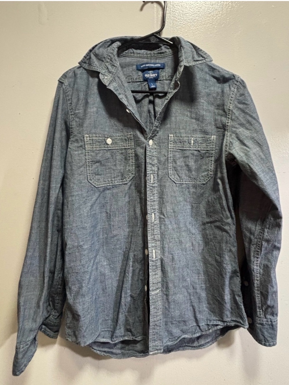 Old Navy Men's Chambray Shirt Jacket - Blue Gray